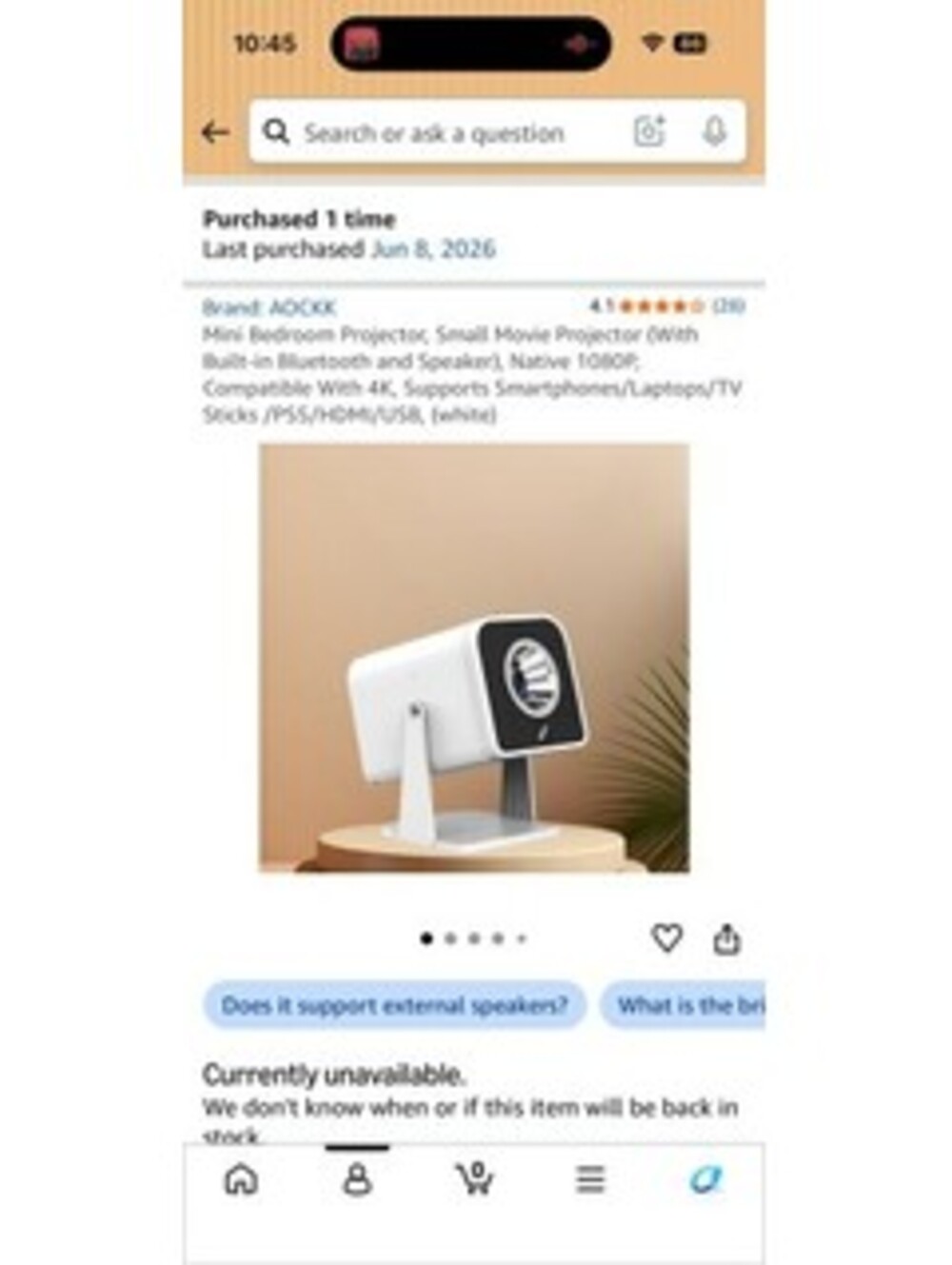 Mini Bedroom Projector Small Movie Projector with Bluetooth and Speaker